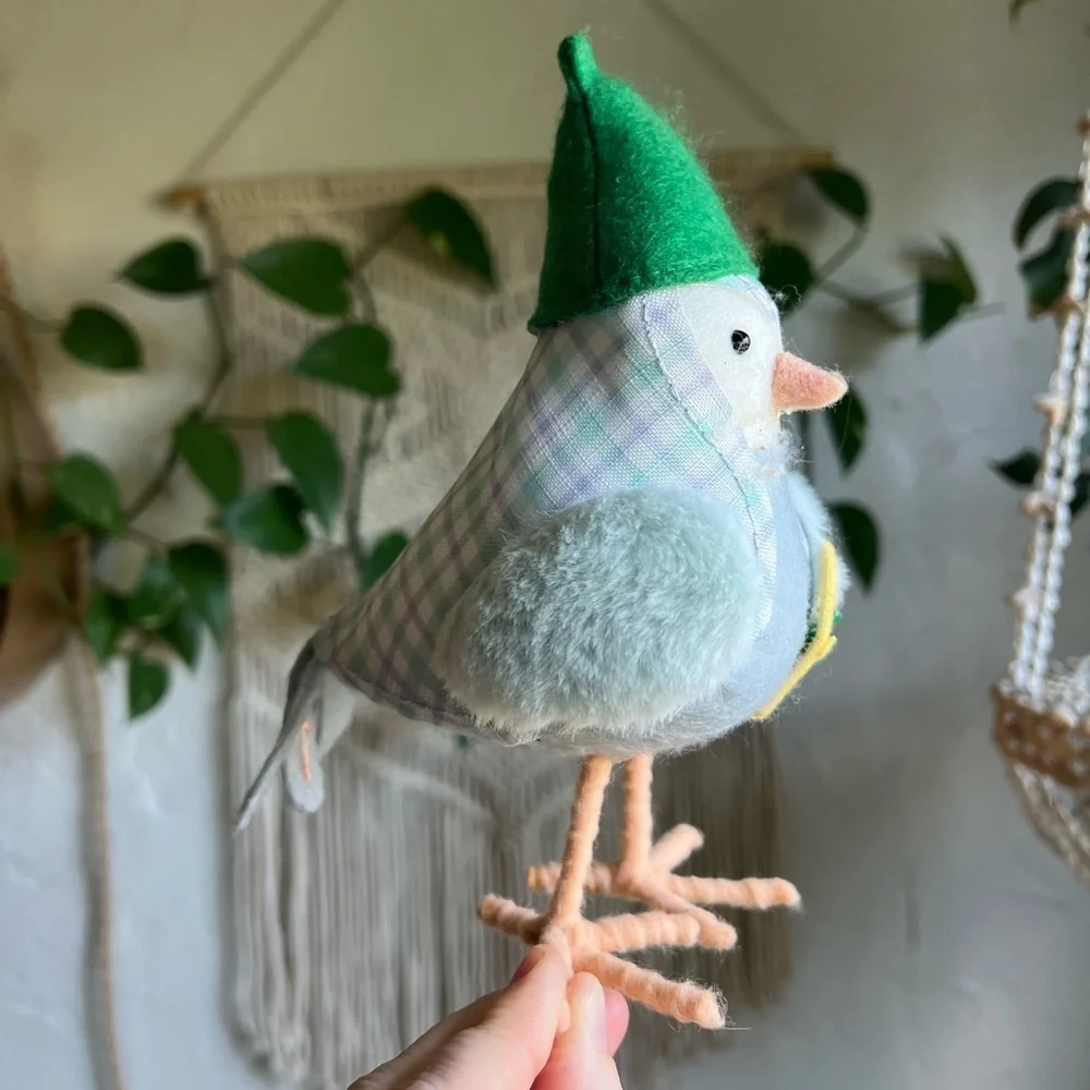 Target Wondershop Spring Bird Figurine Pastel Plaid Cottagecore Easter Decor